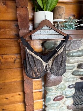 Elomi Black Lace Underwire Bra 42GG UK 42J US Full Coverage